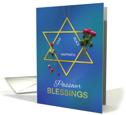 Passover Blessings Star of David Gold Look with Tulips card (1674444)