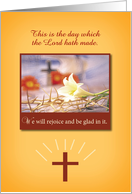 Easter Lily Rejoice Custom Scripture Text with Crown of Thorns card