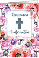 RCIA Communion and Confirmation Poppy Flowers in Pink Purple and Red card