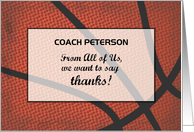 Thank You Coach Custom Name, Basketball Large Distressed Sports Ball card