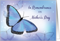 In Remembrance Mothers Day Blessing Religious Butterfly Blue Purple card