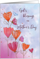 Gods Blessings on Mothers Day Love Orange Pink Flowers Butterfly card