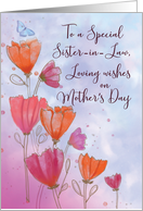 To Sister in Law Mothers Day Love with Orange Pink Flowers Butterfly card