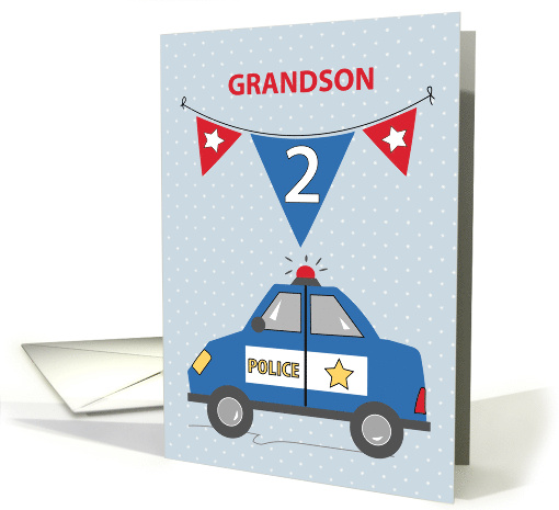 Grandson 2nd Birthday Blue Police Car card (1681298)