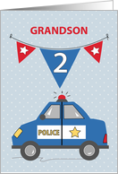 Grandson 2nd Birthday Blue Police Car card