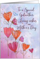 To Godmother Mothers Day Love with Orange and Pink Flowers Butterfy card