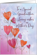 To Grandmother Mothers Day Love with Orange and Pink Flowers Butterfly card