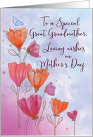 To Great Grandmother Mothers Day Love Orange Pink Flowers Butterfly card