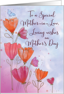 To Mother in Law Mothers Day Love with Orange Pink Flowers Butterfly card