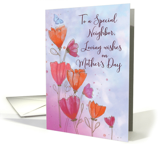 To Neighbor Mothers Day Love with Orange Pink Flowers and... (1681514)