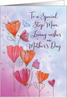 To Step Mom Mothers Day Love with Orange Pink Flowers and Butterfly card