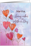 Custom Name Mothers Day Love with Orange Pink Flowers and Butterfly card