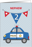 Nephew 2nd Birthday Blue Police Car card