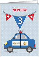 Nephew 3rd Birthday Blue Police Car card
