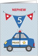 Nephew 5th Birthday Blue Police Car card