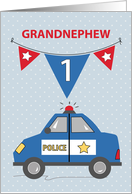 Grandnephew 1st Birthday Blue Police Car card