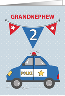 Grandnephew 2nd Birthday Blue Police Car card