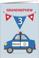 Grandnephew 3rd Birthday Blue Police Car card