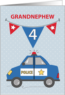 Grandnephew 4th Birthday Blue Police Car card