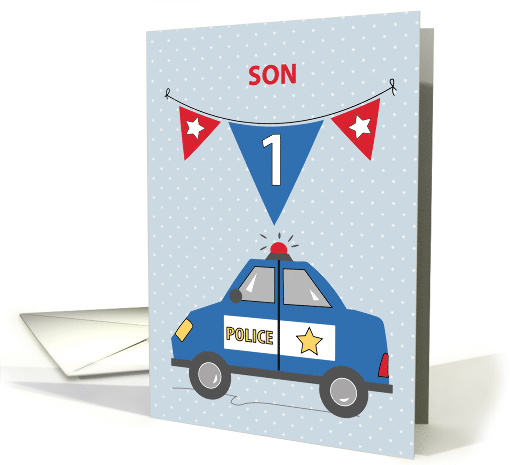 Son 1st Birthday Blue Police Car card (1682206)