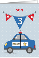 Son 3rd Birthday Blue Police Car card