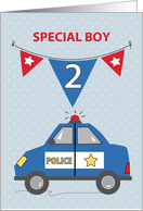 Special Boy 2nd Birthday Blue Police Car card