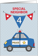 Special Neighbor 4th Birthday Blue Police Car card