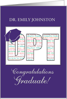 Custom Name Doctor Physical Therapy Graduation Purple Gray DPT card