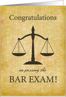 Passing Law Board Bar Exam Congratulations Scale Grunge Background card