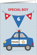 Custom Age Special Boy 6th Birthday Blue Police Car card