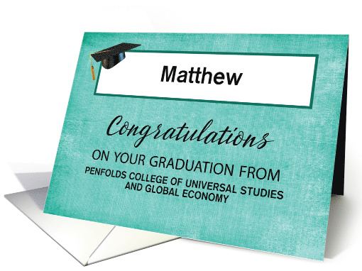 Custom Name snd School Graduate Congratulations on Teal card (1683392)