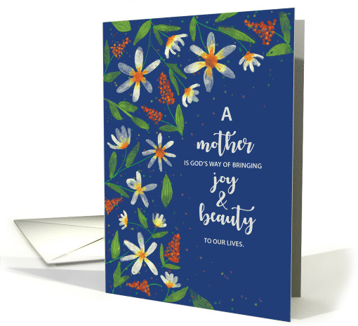 Mother Religious Birthday Daisies and Wildflowers on Navy Blue card