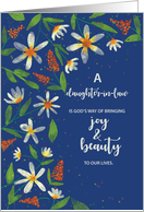 Daughter in Law Religious Birthday Daisies Wildflowers on Navy Blue card