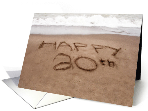 20th Birthday Writing in the Sand on Beach card (1686284)
