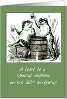 Nephew 30th Birthday Frogs Toasting with Beer card