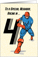 Special Neighbor 4th Birthday Superhero card