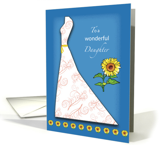 Daughter Bridal Shower Sunflower on Blue card (1687900)