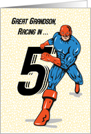 Great Grandson 5th Birthday Superhero card