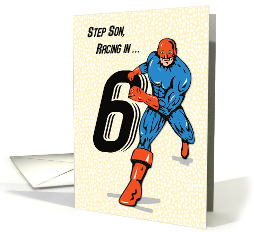 Step Son 6th Birthday Superhero card (1688030)