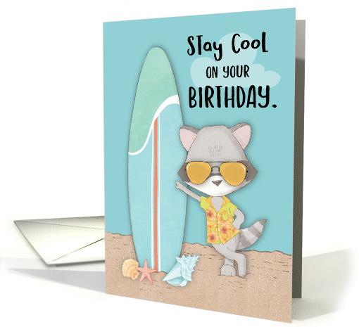 Birthday Beach Funny Cool Raccoon in Sunglasses card (1688060)