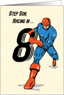 Step Son 8th Birthday Superhero card