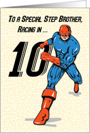 Special Step Brother 10th Birthday Superhero card