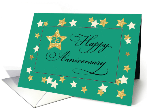 Twenty Third Employee Anniversary Green Gold Effect Stars card
