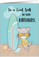 Son Birthday Beach Funny Cool Raccoon in Sunglasses card