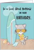 Great Nephew Birthday Beach Funny Cool Raccoon in Sunglasses card