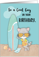 Guy Birthday Beach Funny Cool Raccoon in Sunglasses card