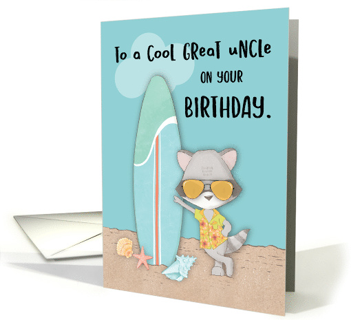 Great Uncle Birthday Beach Funny Cool Raccoon in Sunglasses card