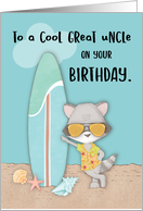 Great Uncle Birthday Beach Funny Cool Raccoon in Sunglasses card