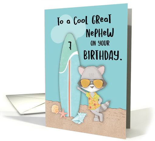 Age 7 Great Nephew Birthday Beach Funny Cool Raccoon in... (1691296)