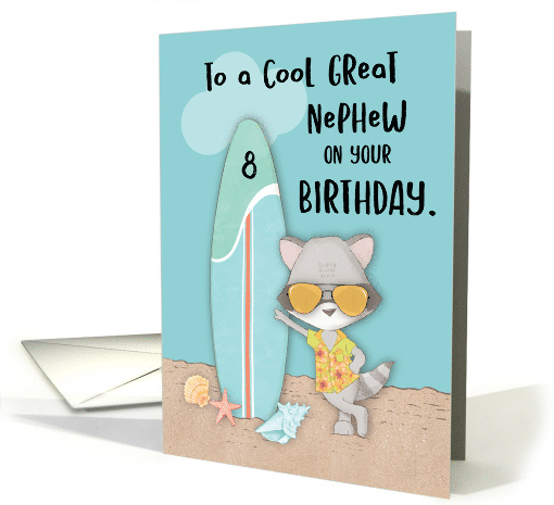 Age 8 Great Nephew Birthday Beach Funny Cool Raccoon in... (1691298)